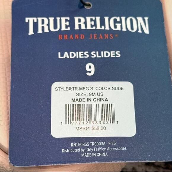 True Religion Women's Meg Slip On Slides Nude Size 9 NWT - Picture 6 of 9